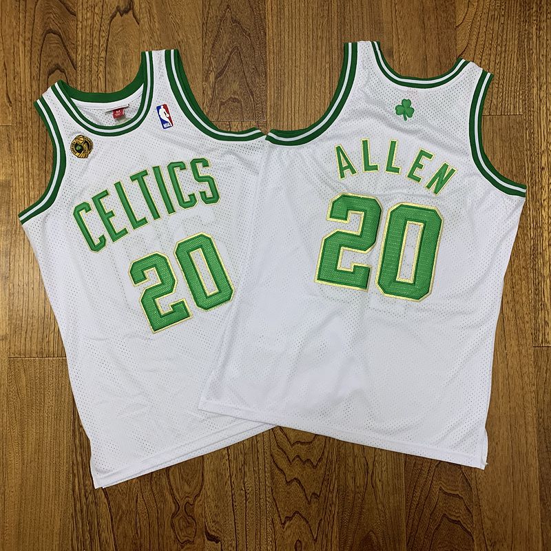 Men Boston Celtics #20 Allen Top quality mesh embroidered 07-08 champion logo white NBA Jersey